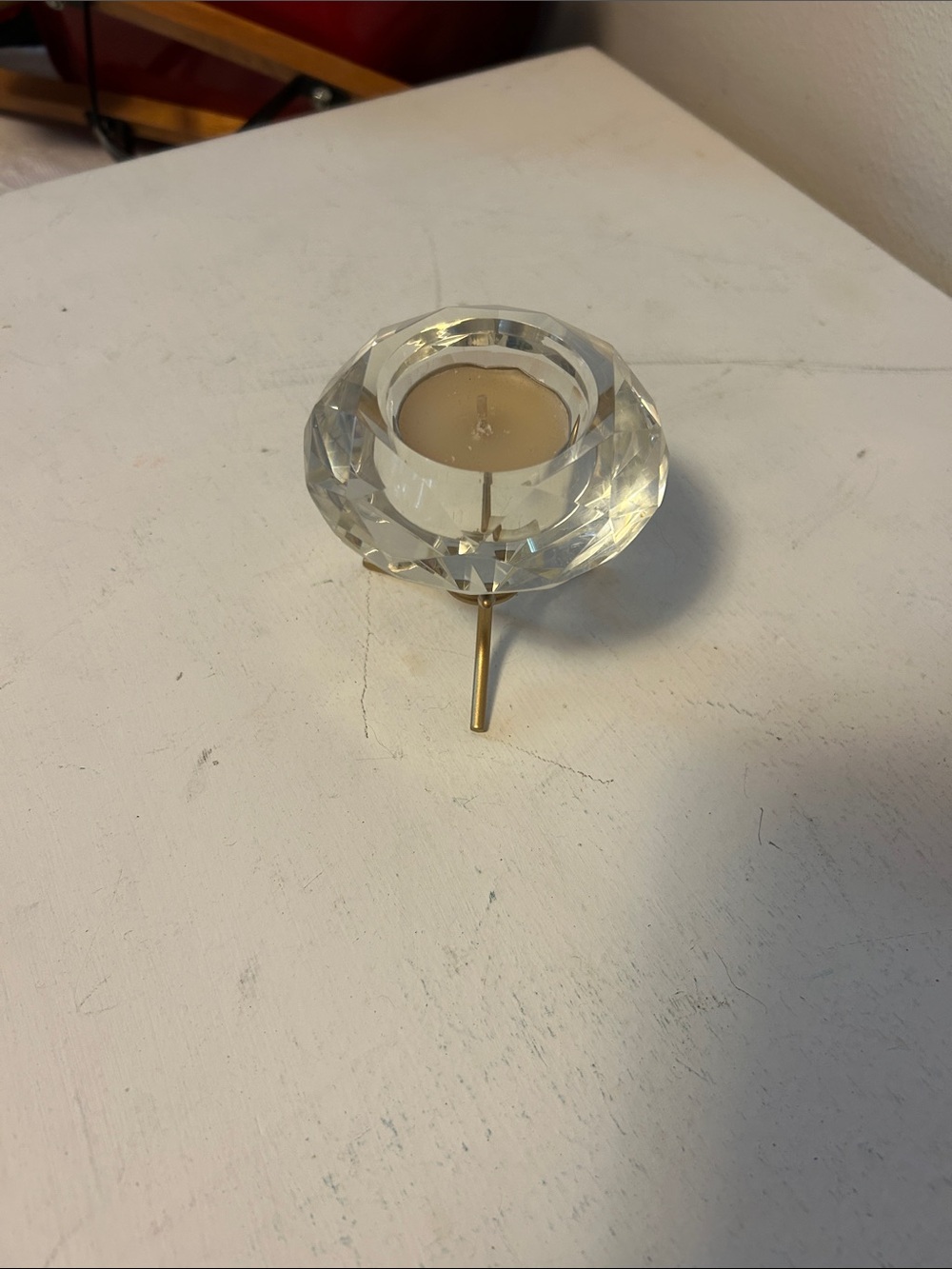 Faceted Diamond-shaped Crystal Candle Holder